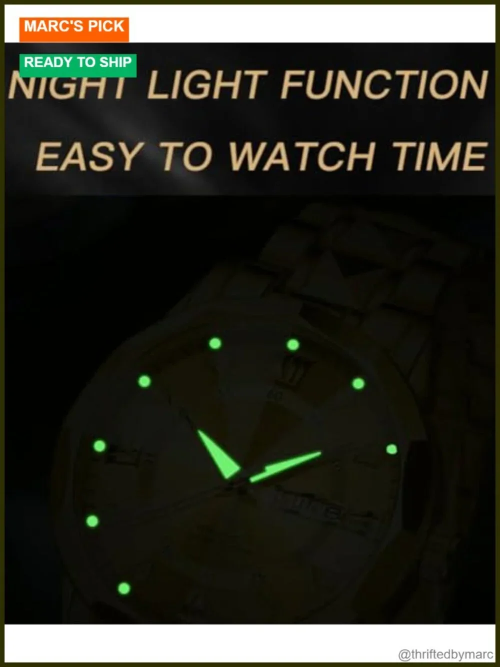 Business Dress Analog Quartz Stainless Steel Waterproof Luminous Date Two Tone